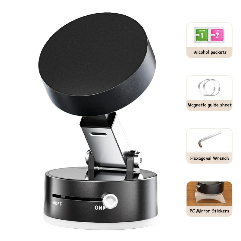 Suction Cup Magnetic Phone Holder - Adjustable Telescopic Vacuum Magnetic Car Mount