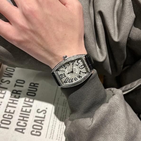 Starry Sky Diamond Men’s Watch – Barrel-Shaped Trendy Quartz Design