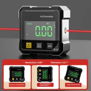 Magnetic Digital Level Inclinometer – Electronic Laser Protractor & Angle Finder (0–90°)