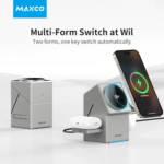 Maxco Electric Rotating 3-in-1 Wireless Charger – Multi-Device Qi2 Charging, KC Certified