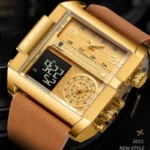 Men’s Fashion Quartz Watch – Waterproof Leather Chronograph with Luminous Display