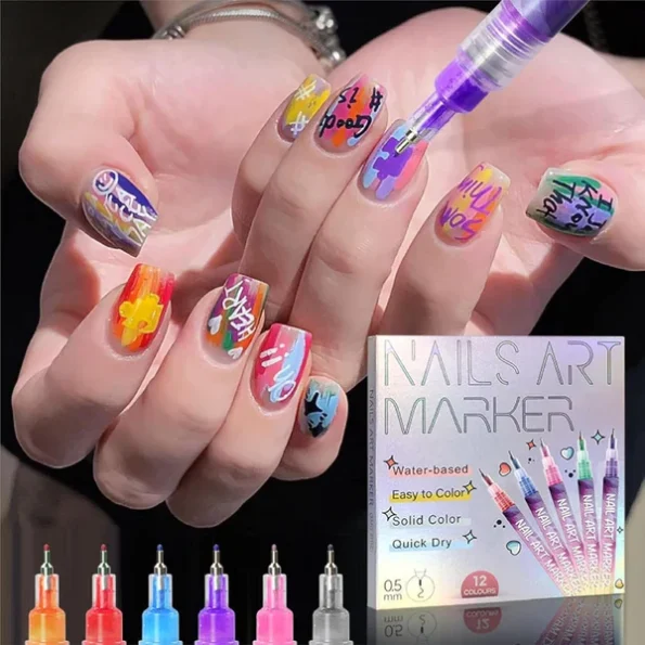 Nail Art Pens Set – 12 Colors to Create Your Own Nail Designs 2