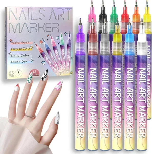 Nail Art Pens Set – 12 Colors to Create Your Own Nail Designs 3