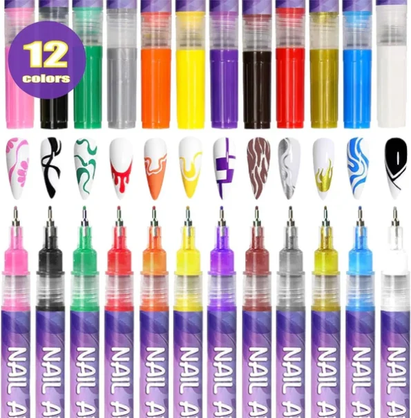 Nail Art Pens Set – 12 Colors to Create Your Own Nail Designs 5