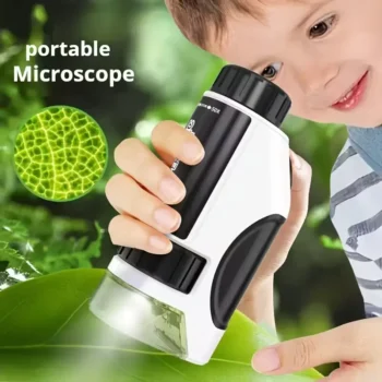 Portable Handheld Microscope Toy – LED Light, 50X–300X Magnification, Educational Gift for Indoor & Outdoor Exploration